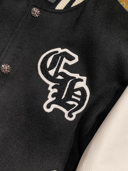 Chrome Hearts Timmy Varisity Leather Jacket "Black-White"