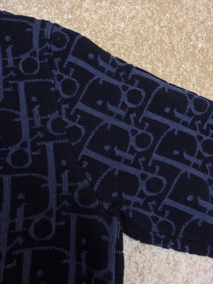 Dior Hooded Zip-up Cardigan "Navy Blue Dior Oblique Wool Blend Jacquard"