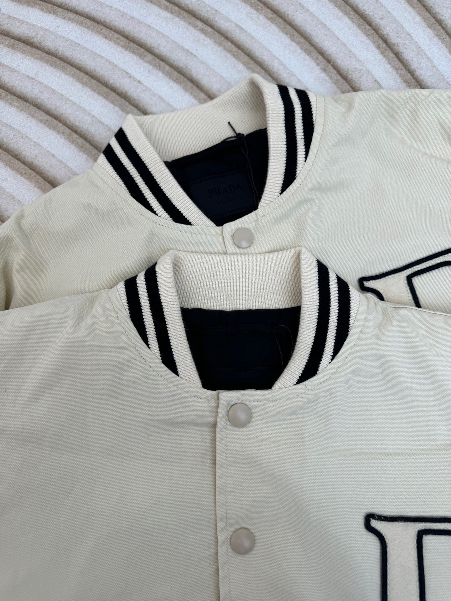 Prada Canvas Varsity Bomber Jacket "Ivory"