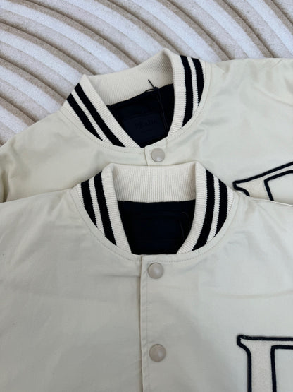 Prada Canvas Varsity Bomber Jacket "Ivory"