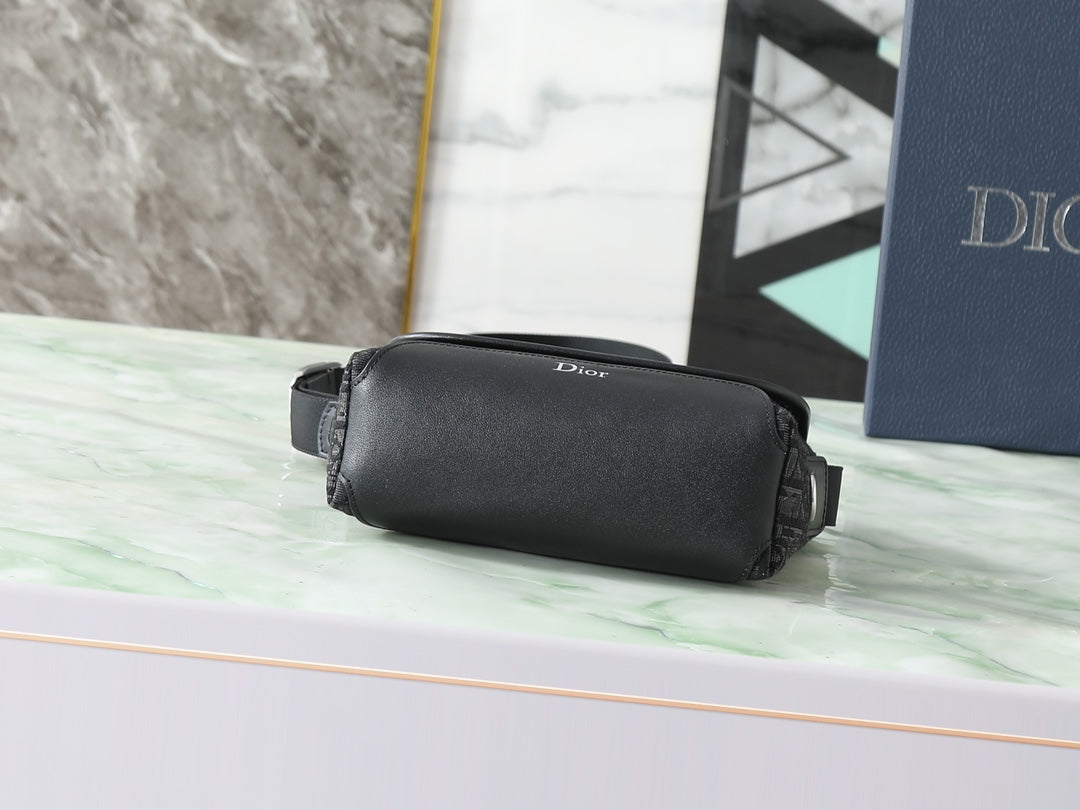 Dior Jett Mini Messenger Bag with Flap "Dior Oblique in Black Jacquard"