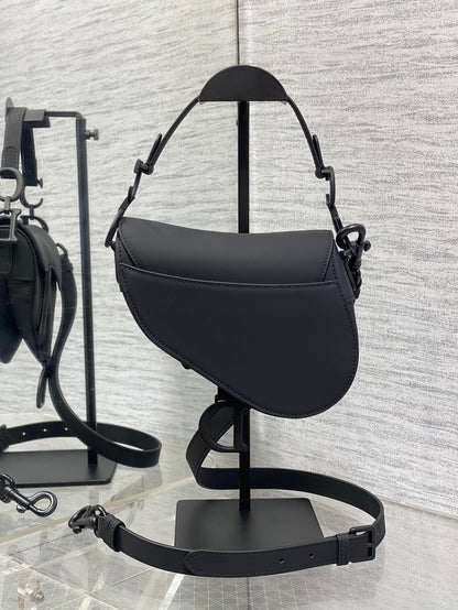 Dior Mini Saddle Bag with Strap "Black Ultramatte Calfskin"