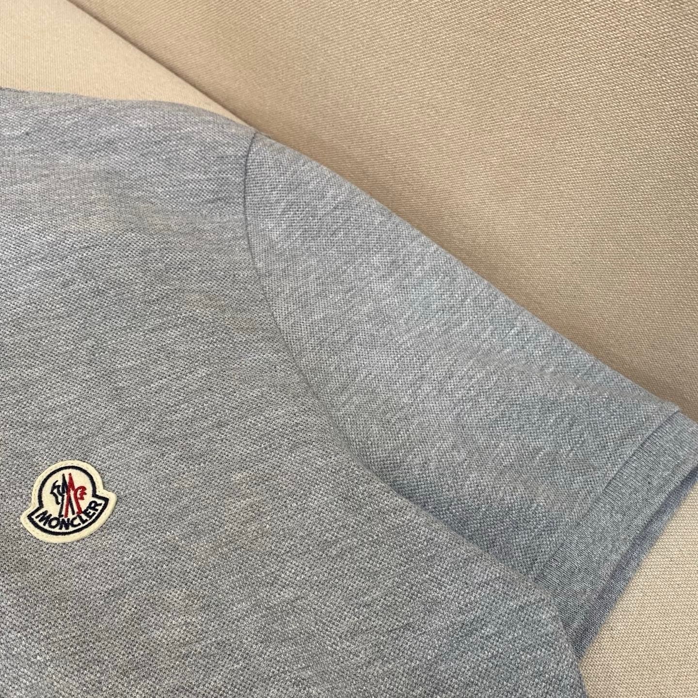 Moncler Logo Patch Cotton Polo T-Shirt "Grey"