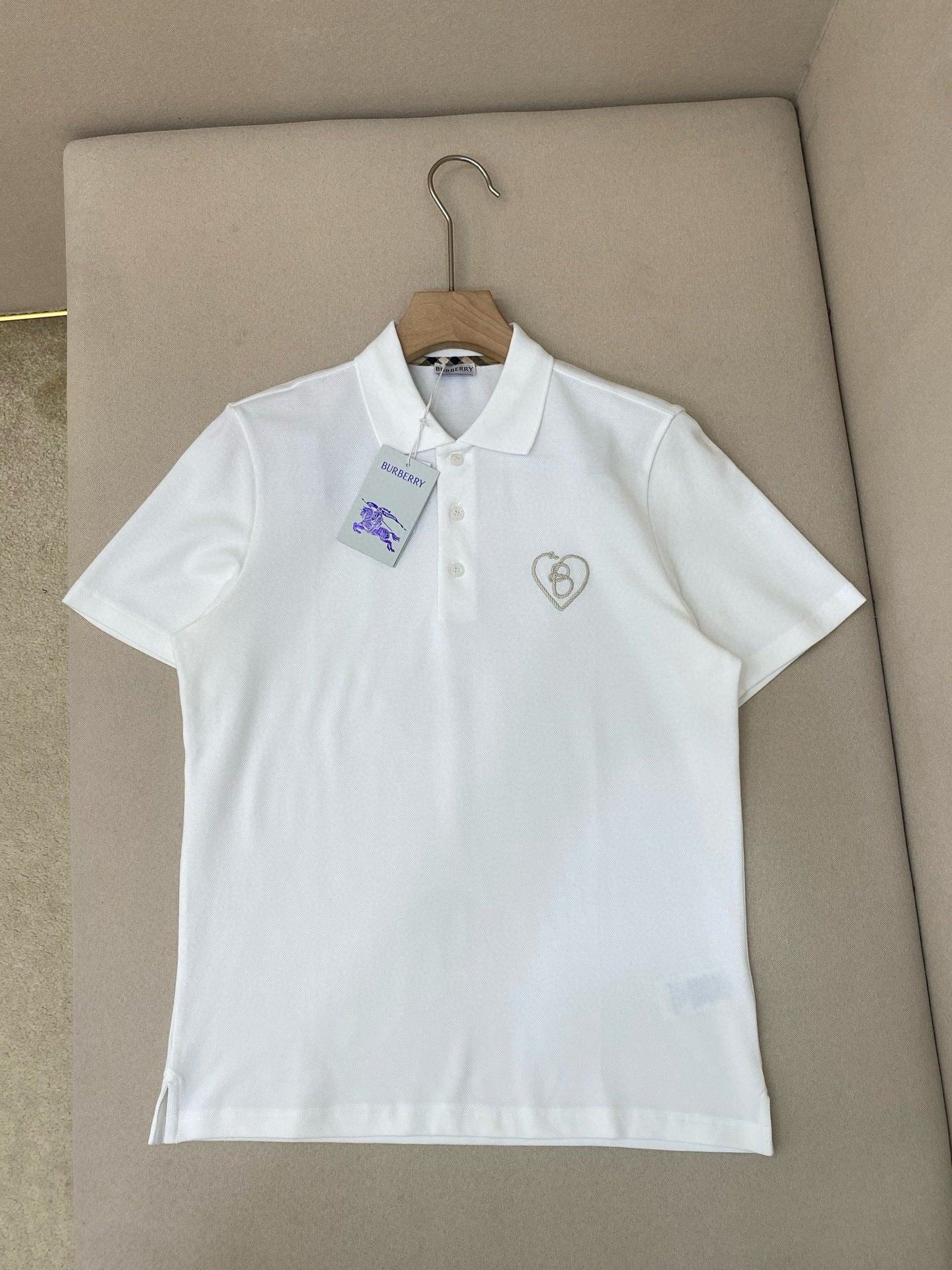 Burberry Cotton B Heart Polo T-Shirt "White"