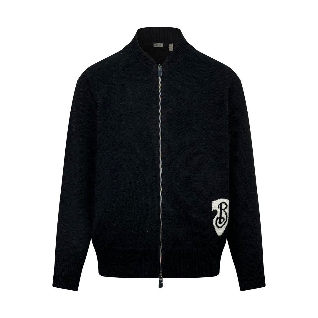 Burberry B Shield Wool Blend Bomber Jacket "Black"