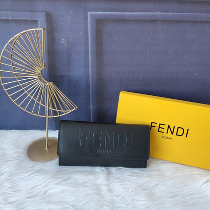 Fendi Roma Continental Black Leather Wallet