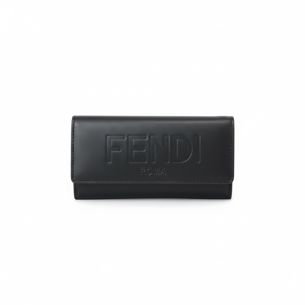 Fendi Roma Continental Black Leather Wallet