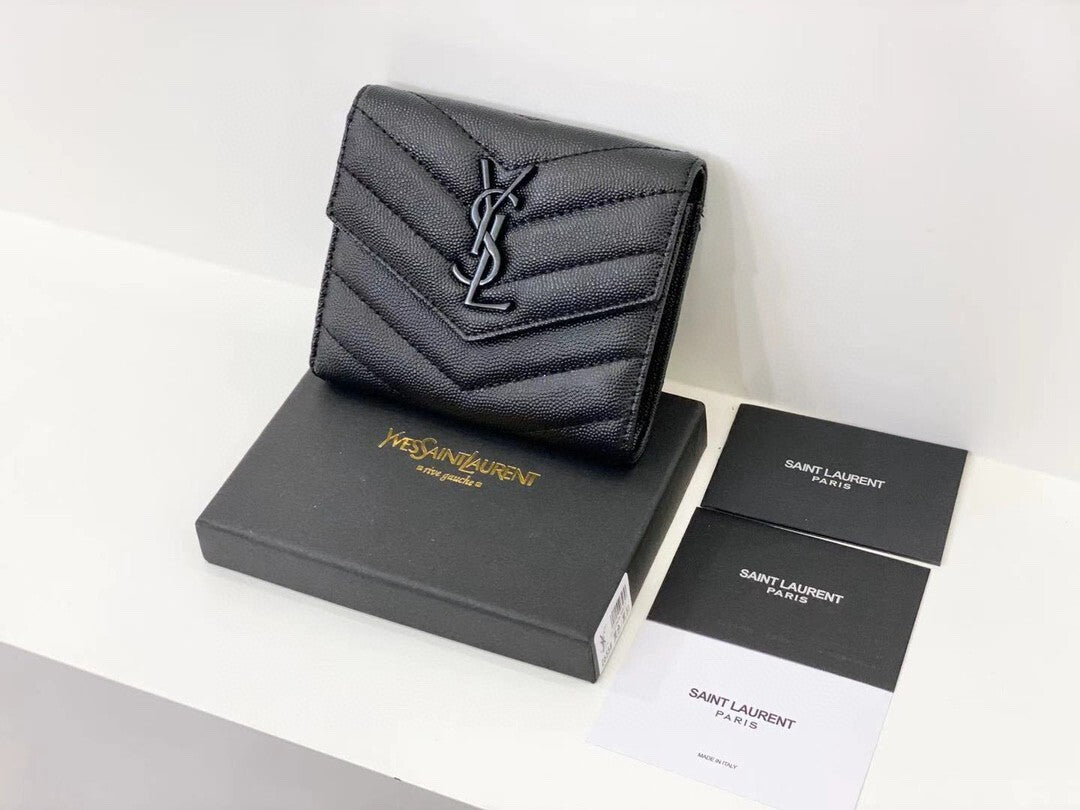 Yves Saint Laurent Compact Flap Cassendre Wallet Black