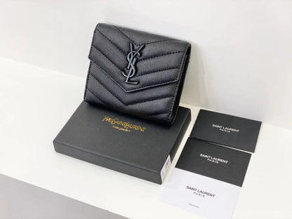 Yves Saint Laurent Compact Flap Cassendre Wallet Black