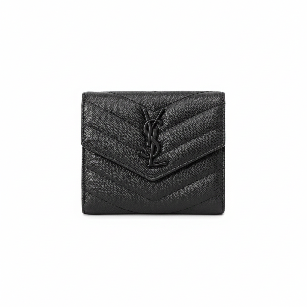 Yves Saint Laurent Compact Flap Cassendre Wallet Black