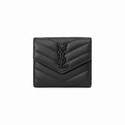 Yves Saint Laurent Compact Flap Cassendre Wallet Black