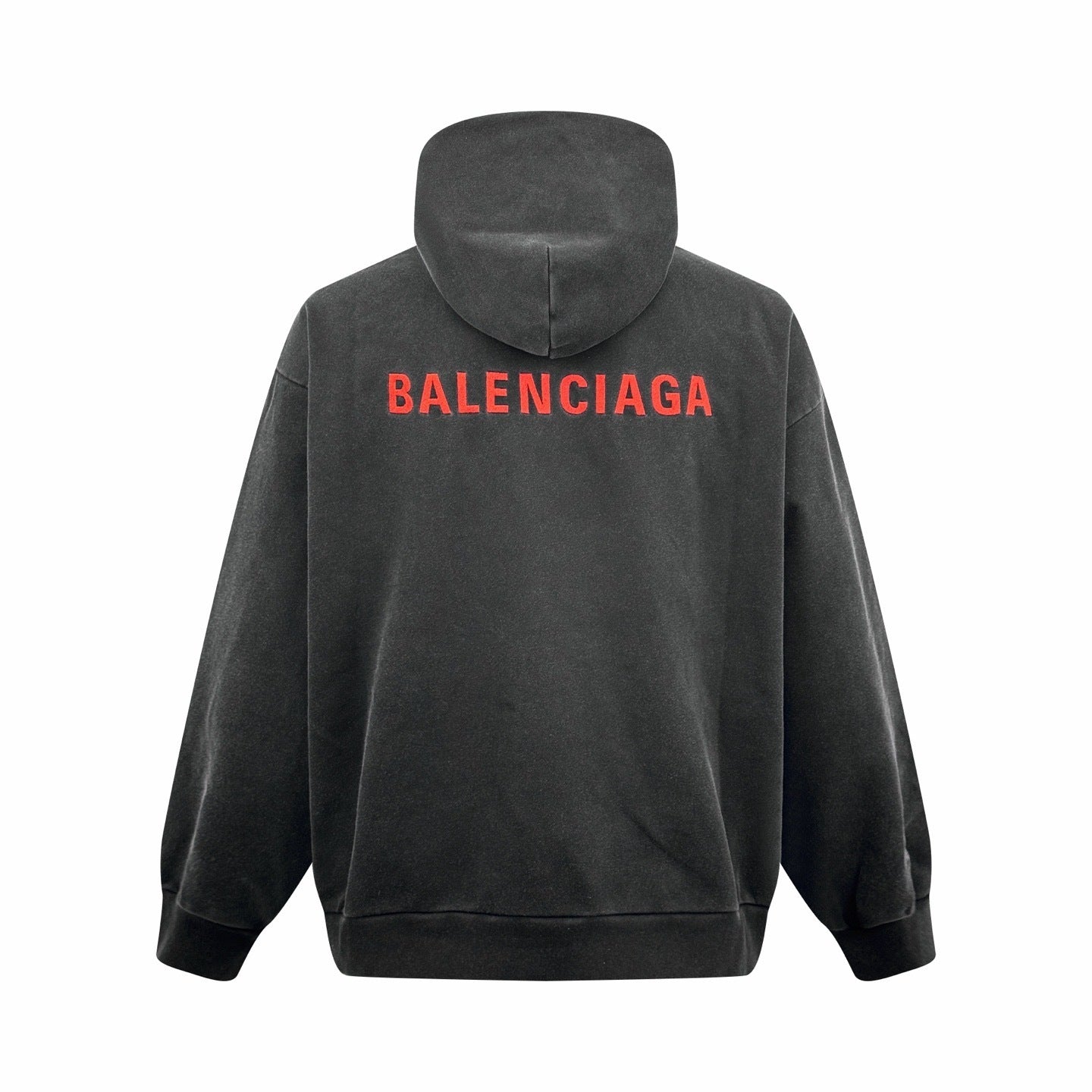Balenciaga Logo Embroidered Hoodie "Faded Black-Red"