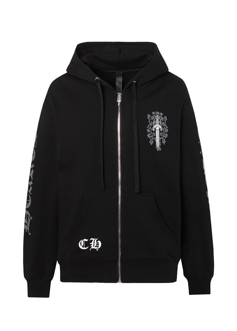 Chrome Hearts Zip-Up Hoodie "Black-Grey-White"