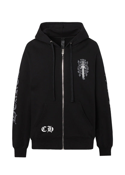 Chrome Hearts Zip-Up Hoodie "Black-Grey-White"