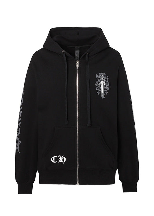 Chrome Hearts Zip-Up Hoodie "Black-Grey-White"