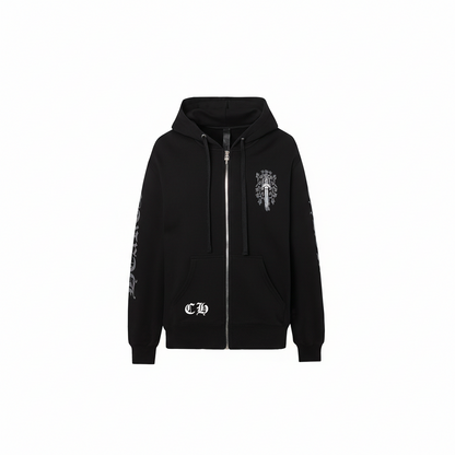 Chrome Hearts Zip-Up Hoodie "Black-Grey-White"
