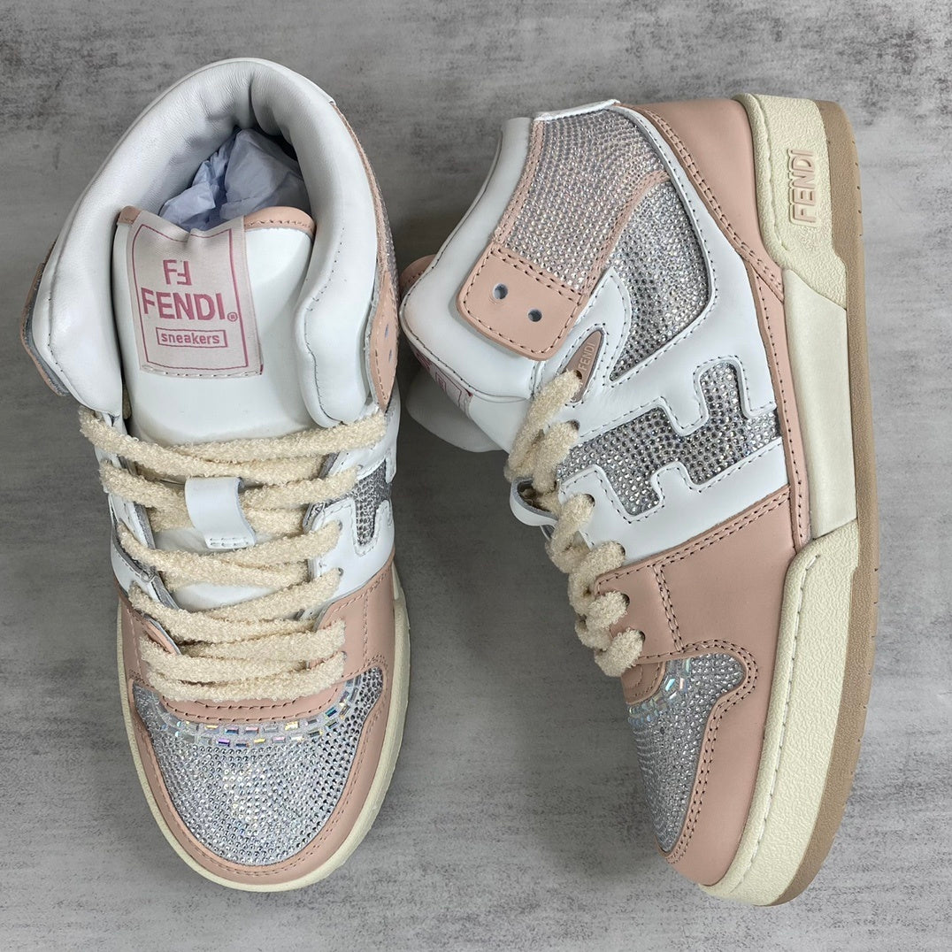 Fendi Match High-Top "White-Pink" Crystals