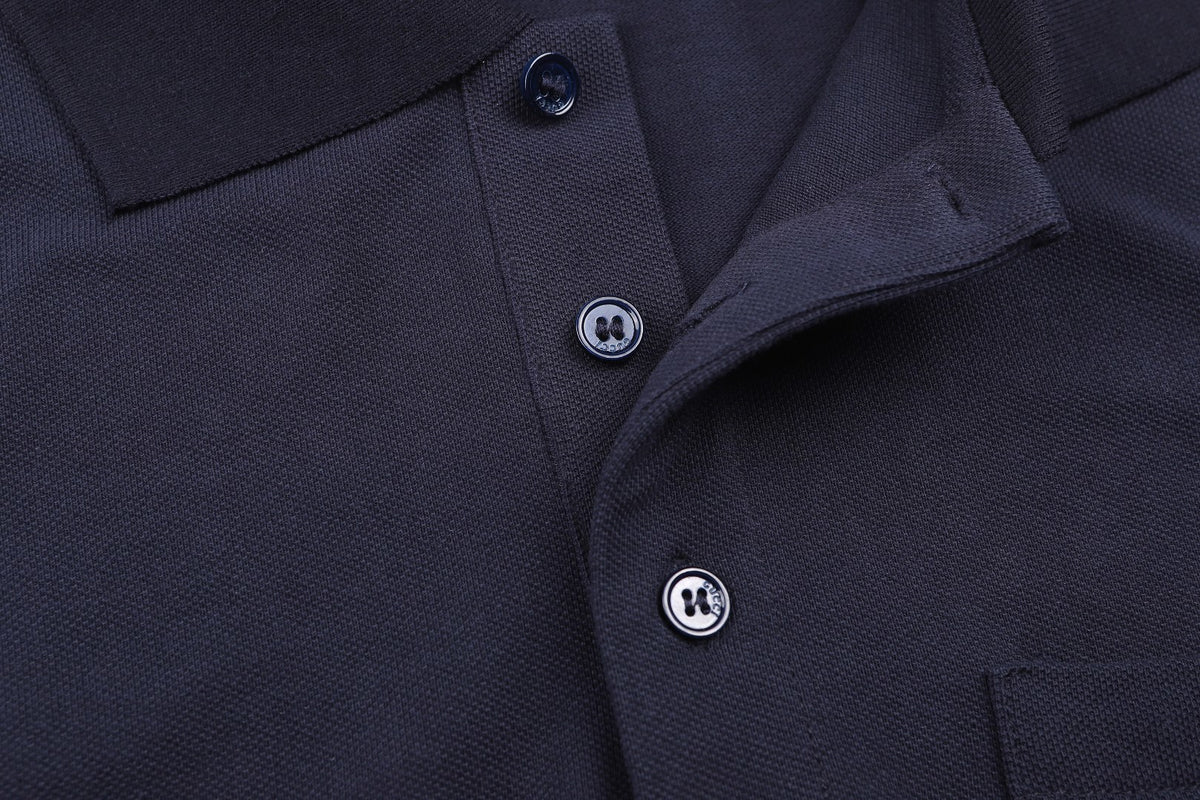 Gucci Cotton Piquet Polo Shirt with Horsebit Embroidery "Navy"