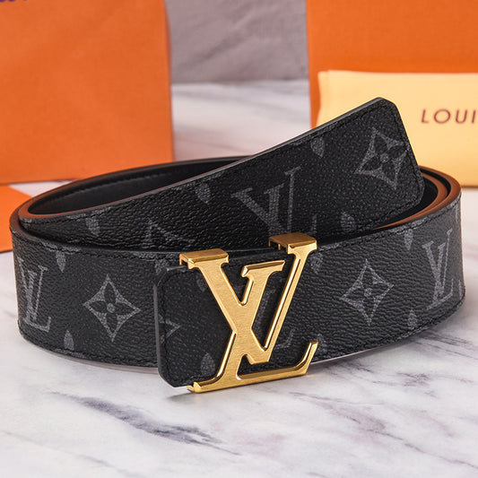 Louis Vuitton Leather Belt "Black-Gold"