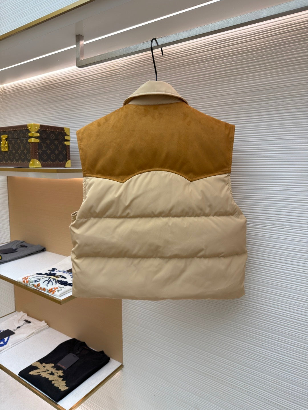 Miu Miu Technical pongé and Leather Down Vest "Beige"
