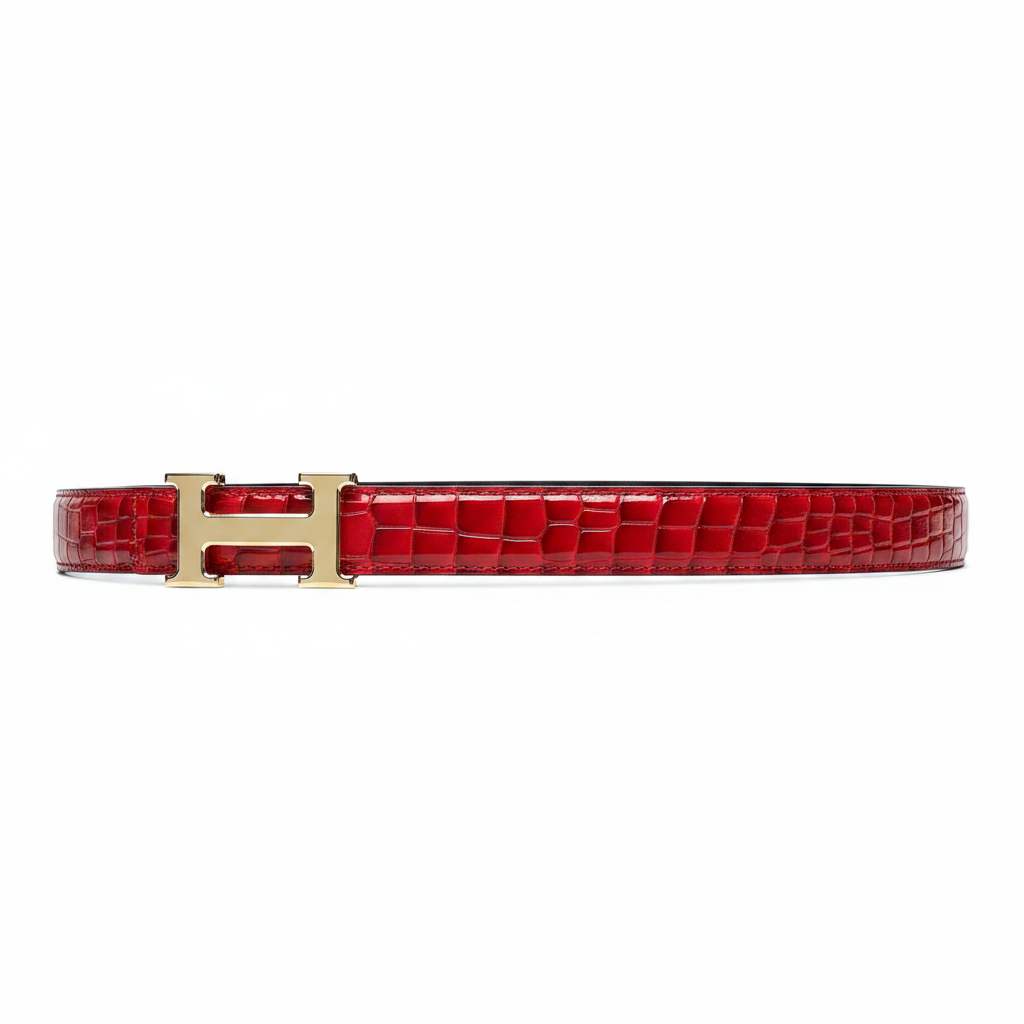 Hermes Constance Belt Buckle & Reversible Leather Strap "Red" and "Black"