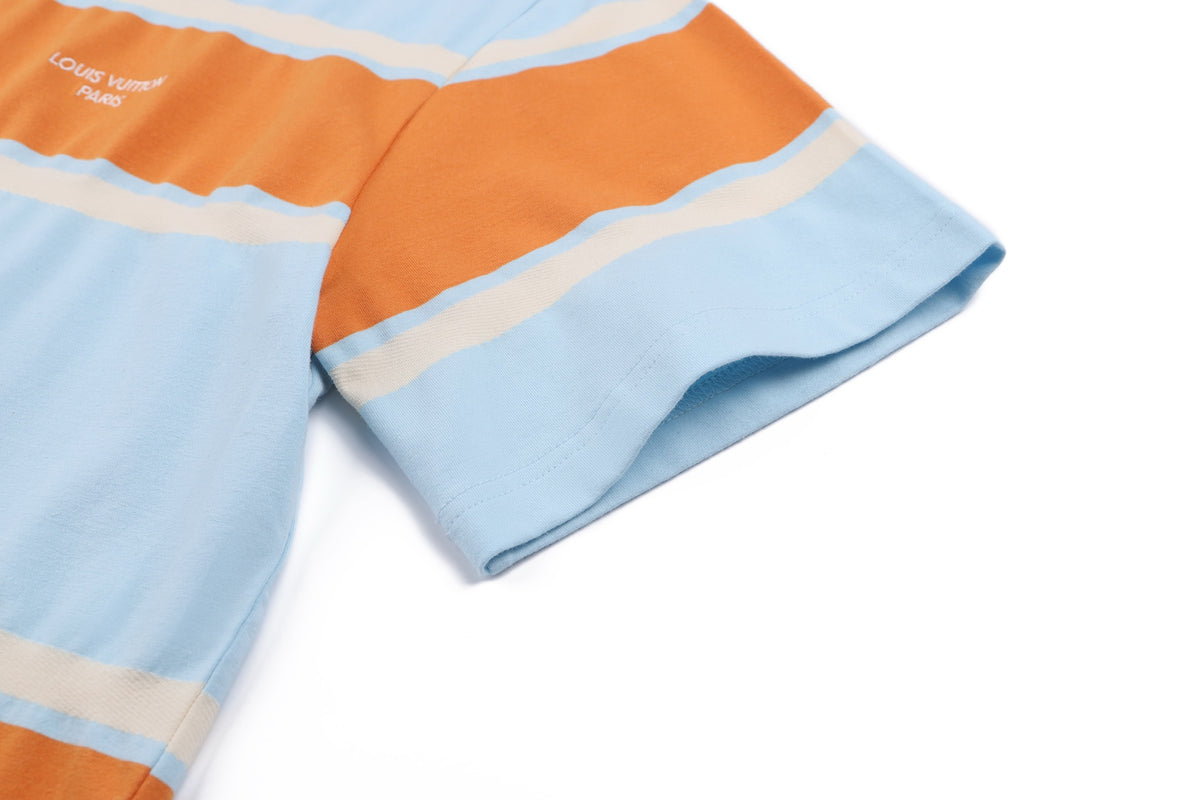 Louis Vuitton Striped Short-Sleeved T-Shirt "Pale Blue-Orange"