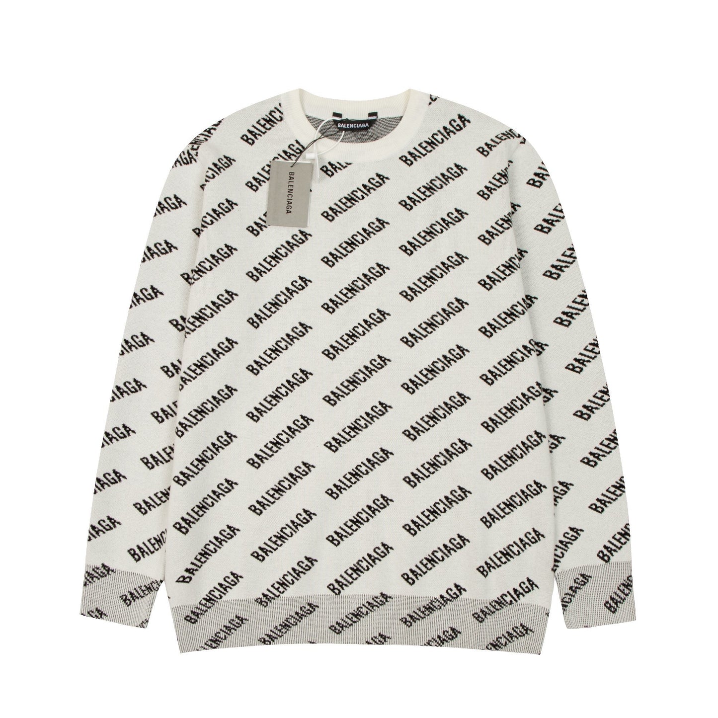 Balenciaga All-Over Logo Sweater "Beige-Black"