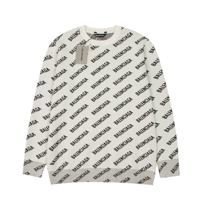 Balenciaga All-Over Logo Sweater "Beige-Black"