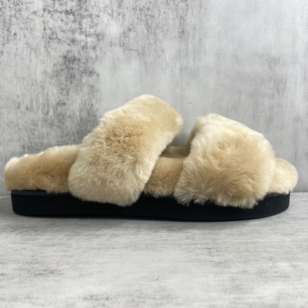 Louis Vuitton Fur Sandals "Beige-Black"