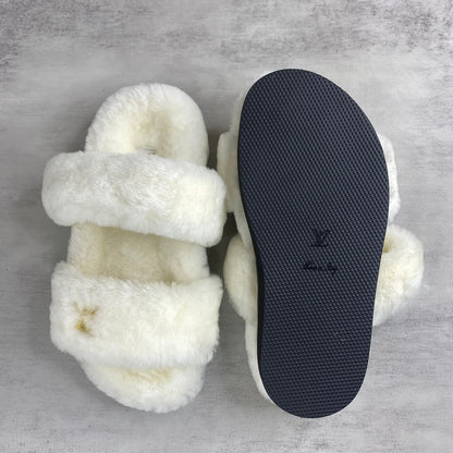 Louis Vuitton Fur Sandals "White"