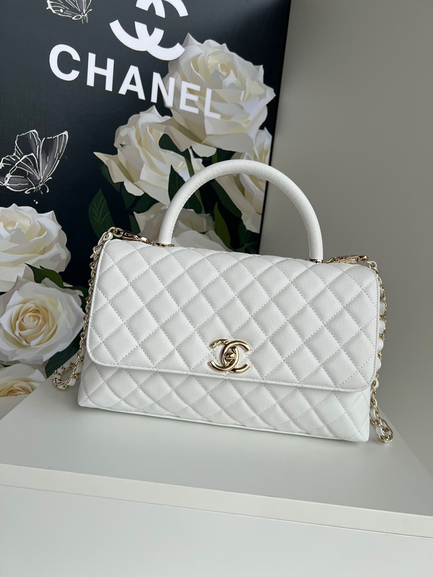 Chanel Cavier Leather Large Flap Bag With Top Handle