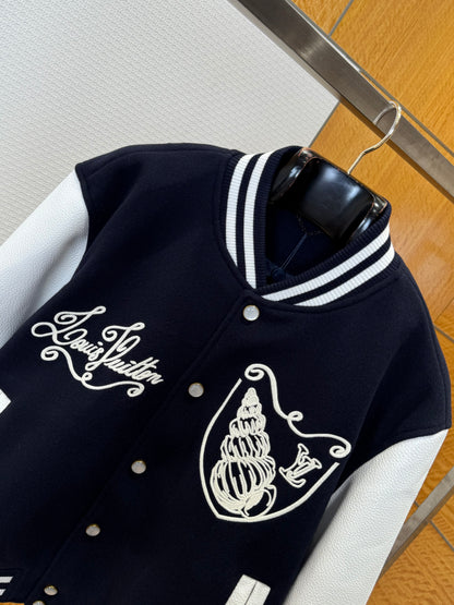 Louis Vuitton Calfskin Varsity Jacket "Navy Blue"