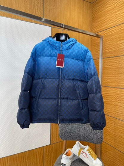 Gucci Printed Poplin Tech Down Jacket "Gradient Blue"