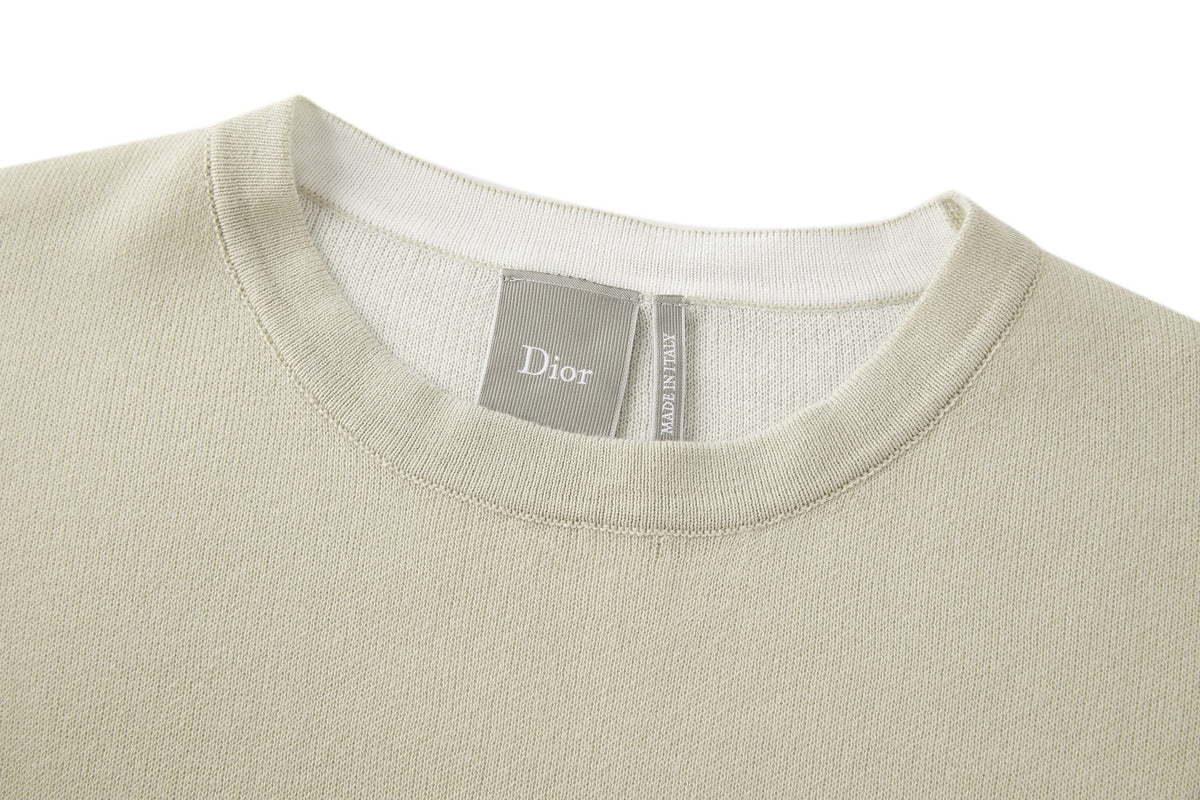 Dior T-shirt with Dior Signature "Beige Cotton Knit"