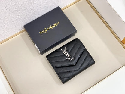 Yves Saint Laurent Compact Flap Cassendre Wallet Silver