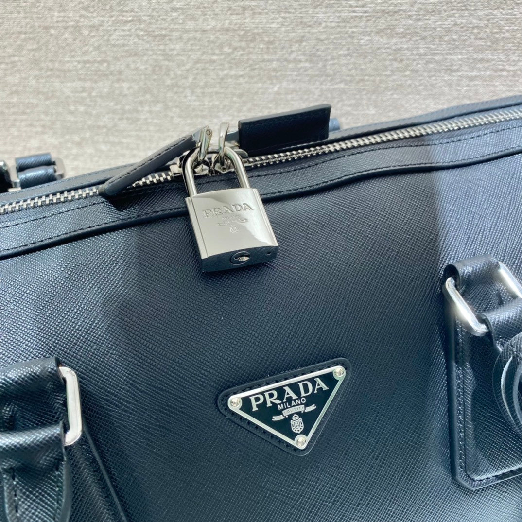 Prada Saffiano Leather Travel Bag "Black"