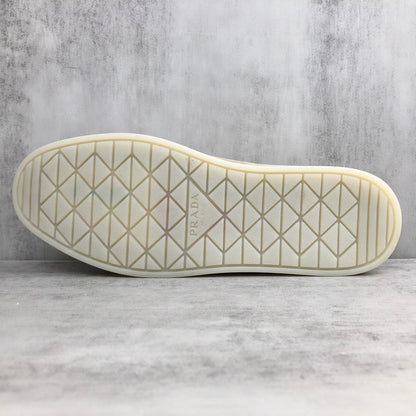 Prada Logo-Plaque Suede Loafers "Beige"