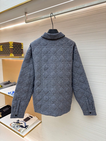 Dior Cannage Overshirt with Christian Dior Couture Embroidery "Gray Cotton Flannel"