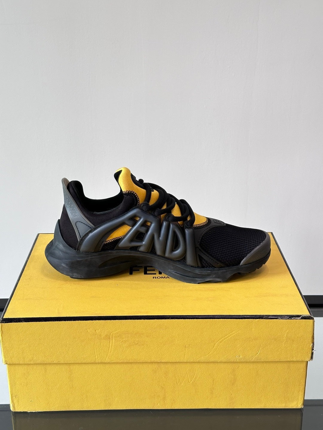 Fendi Tag Sneaker "Black-Yellow-Grey"