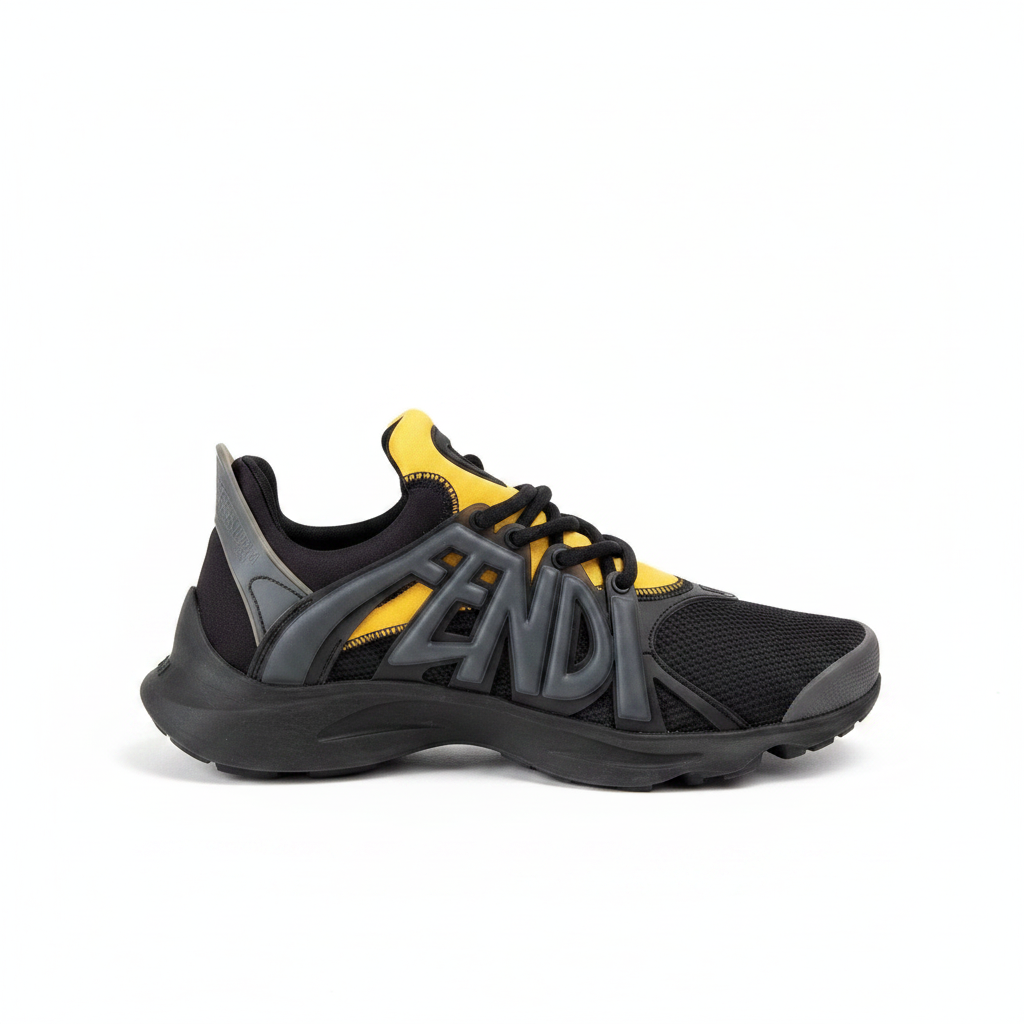 Fendi Tag Sneaker "Black-Yellow-Grey"