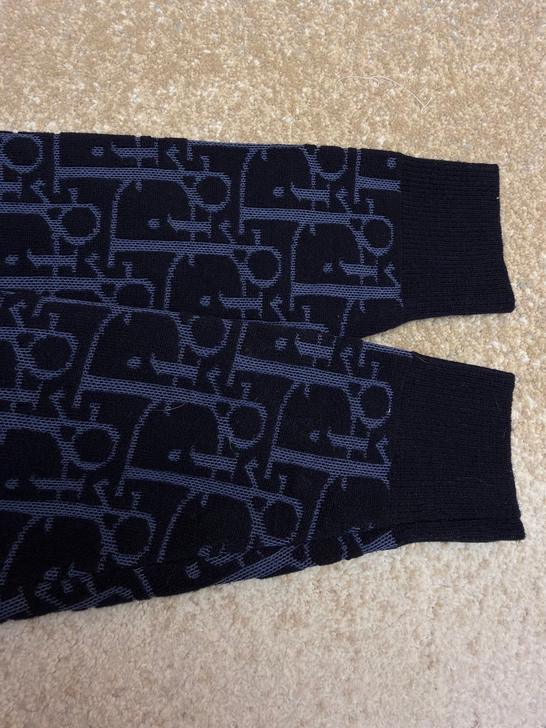 Dior Hooded Zip-up Cardigan "Navy Blue Dior Oblique Wool Blend Jacquard"