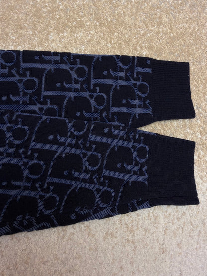 Dior Hooded Zip-up Cardigan "Navy Blue Dior Oblique Wool Blend Jacquard"