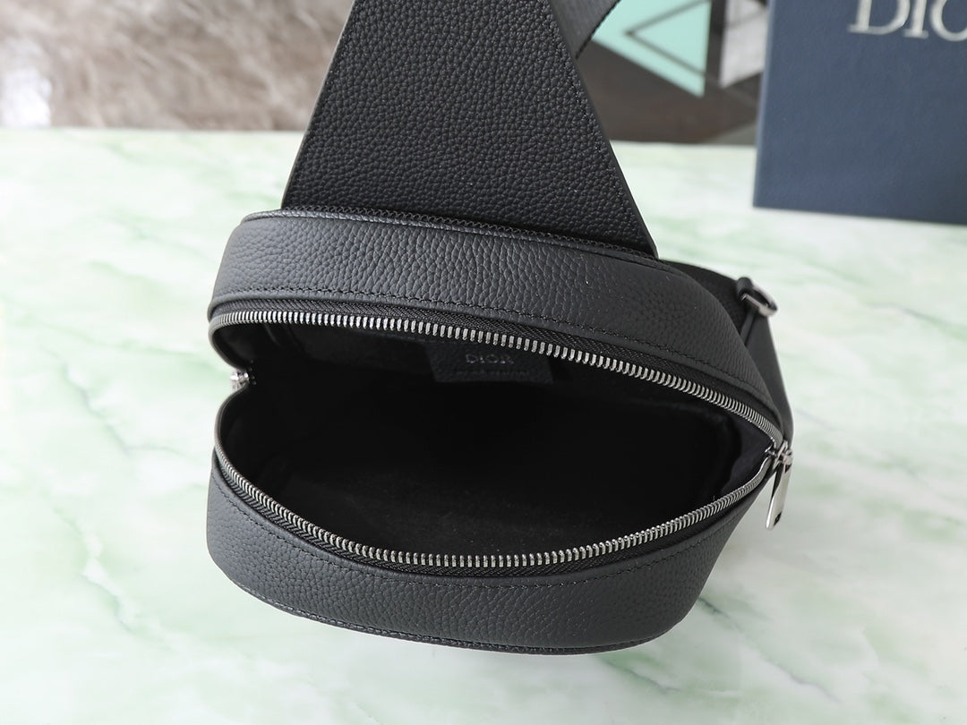 Dior Rider Sling Bag "Black Dior Gravity Grained Leather and Black Grained Calfskin"