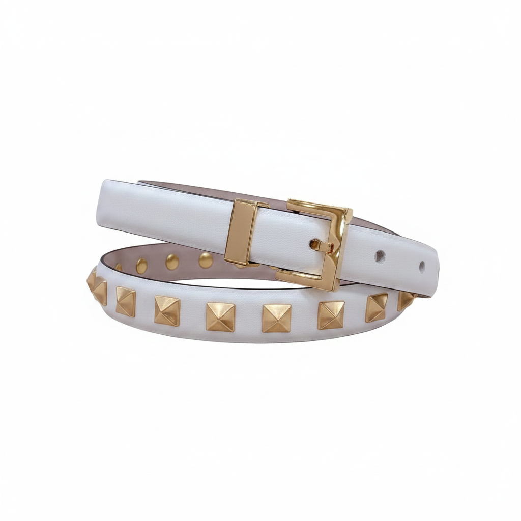 Valentino Rockstud 20mm Leather Belt "White"