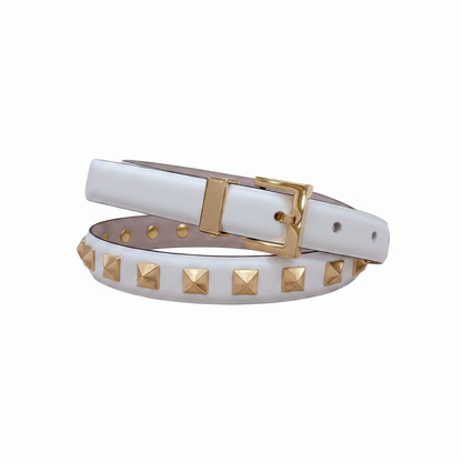 Valentino Rockstud 20mm Leather Belt "White"