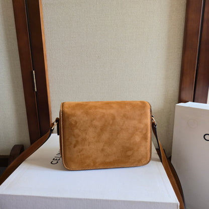 Celine Teen Triomphe Bag in Nubuck Calfskin "Camel"