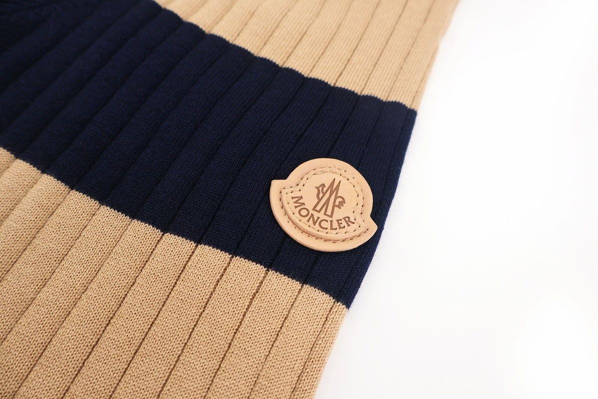 Moncler Striped Wool Sweater "Beige-Navy"