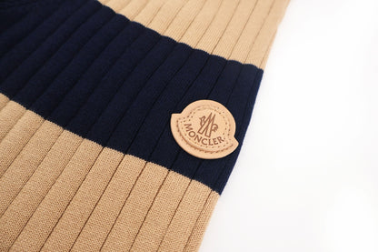 Moncler Striped Wool Sweater "Beige-Navy"
