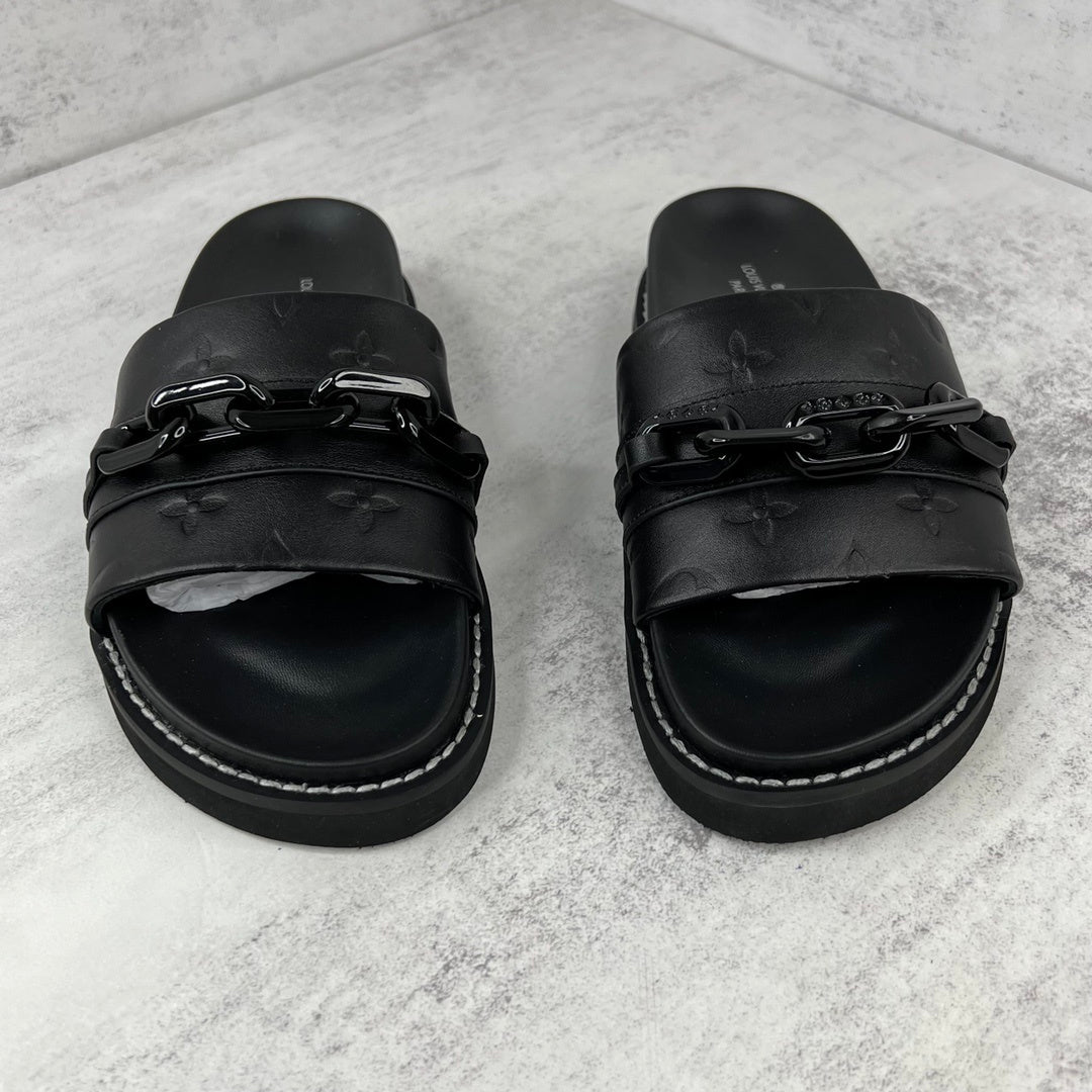 Louis Vuitton Chain Slides "Black"