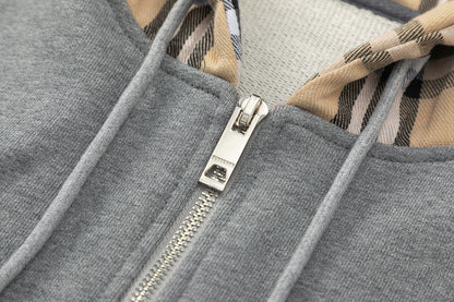 Burberry Zip-Up Hoodie "Grey-Beige"